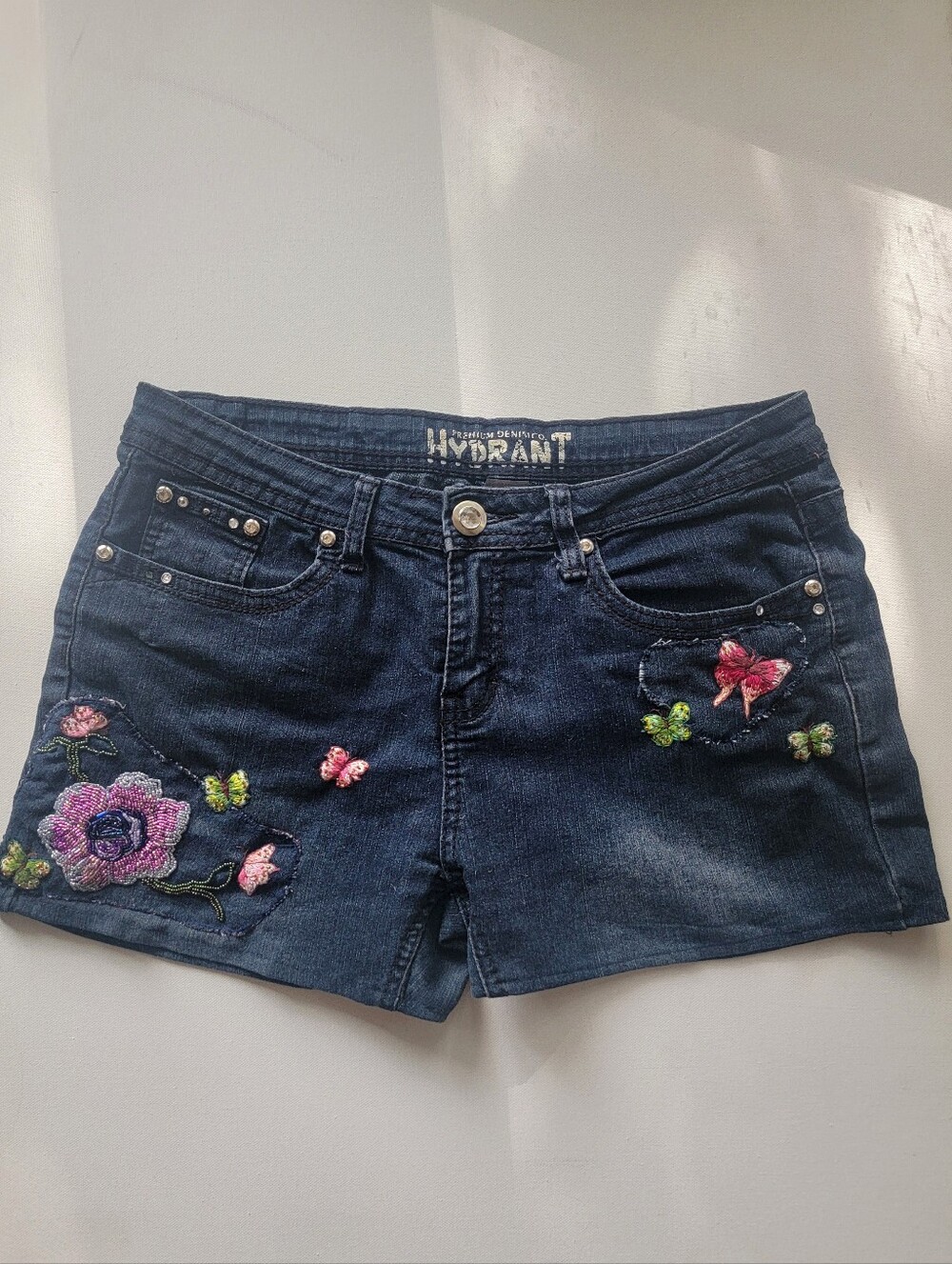 OOAK Hand Beaded and Embroidered Fairycore Shorts Y2k Style
